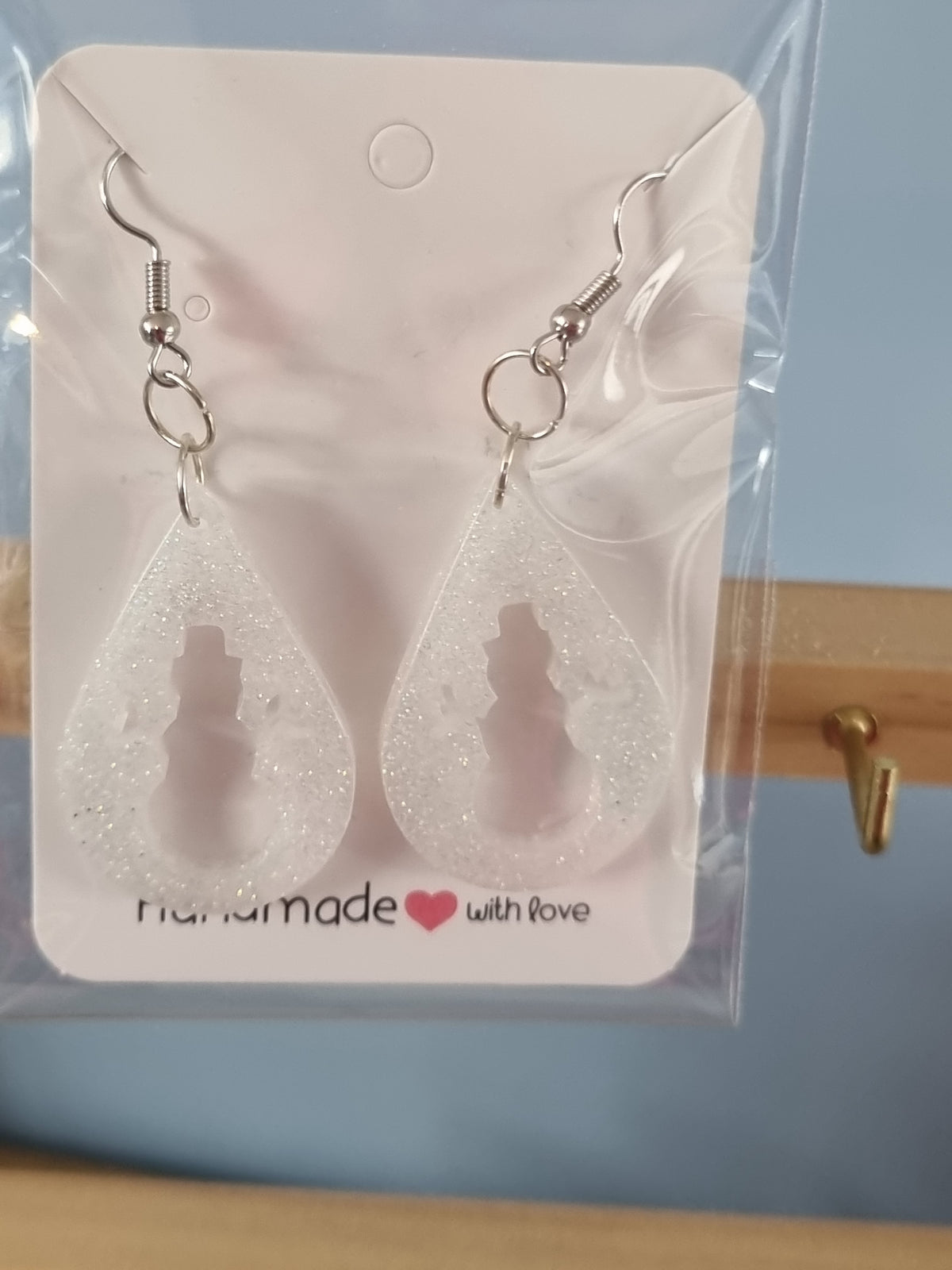 Shimmer snowman earrings