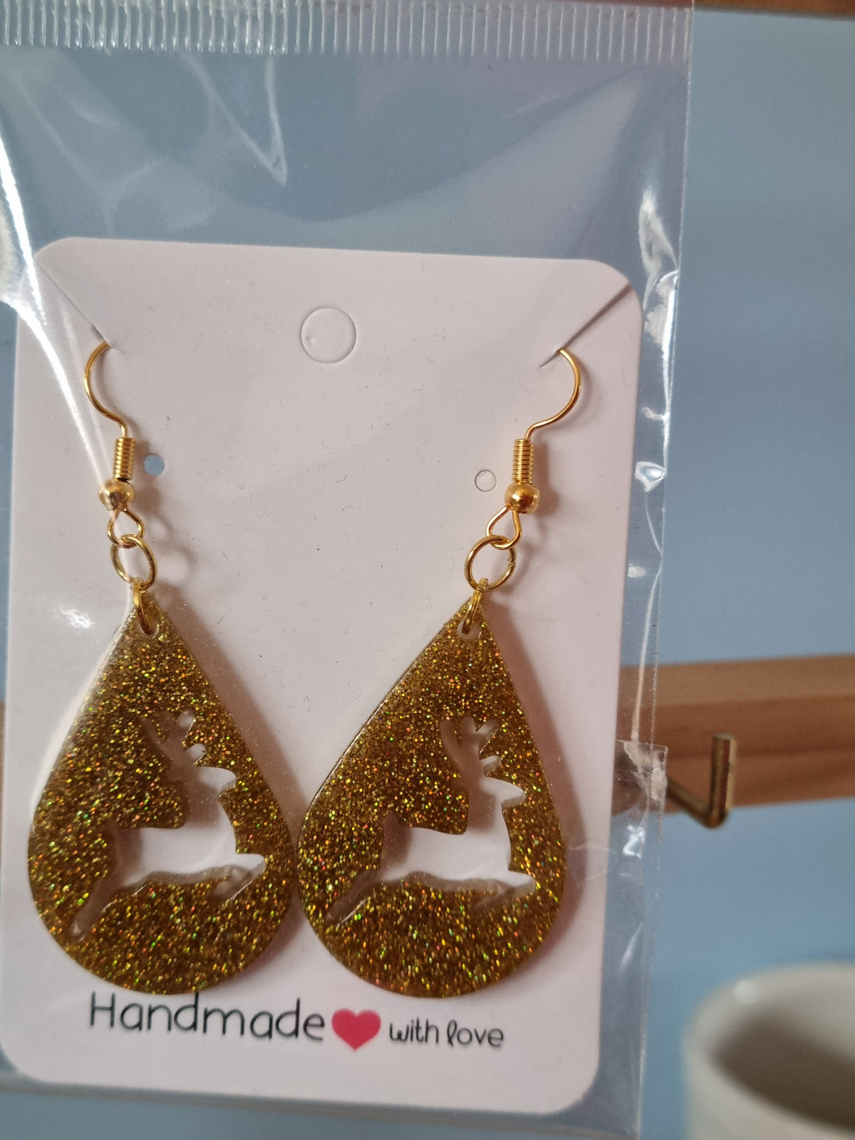 Glitter reindeer earrings