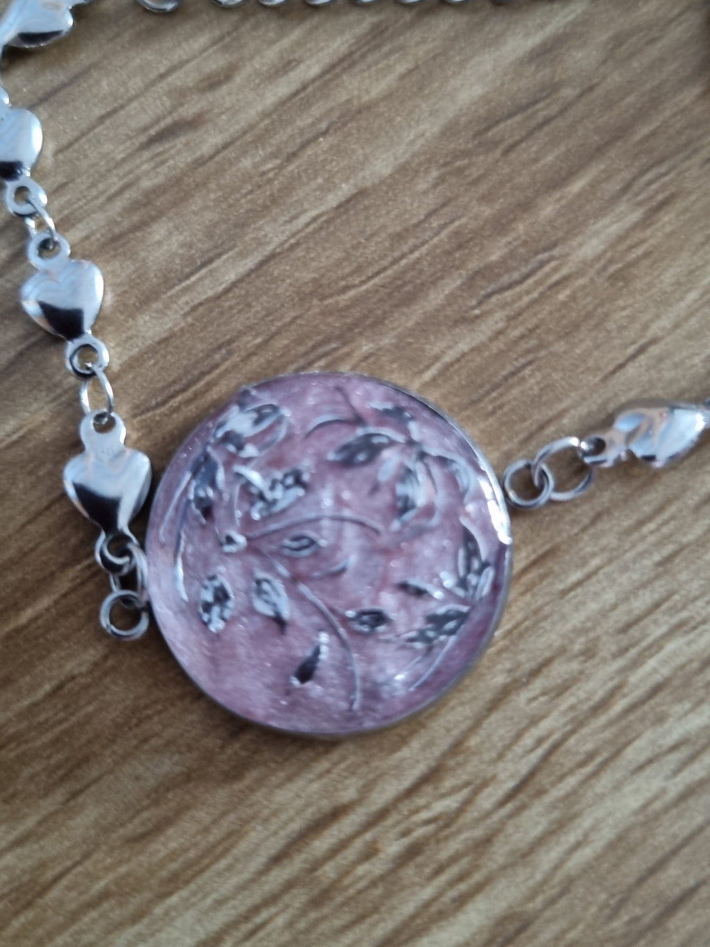 Silver and pink bracelet