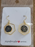 Black and gold flower earrings