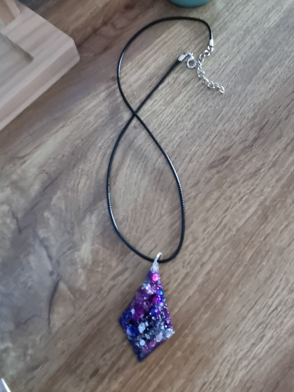 Galaxy themed gem shaped pendant